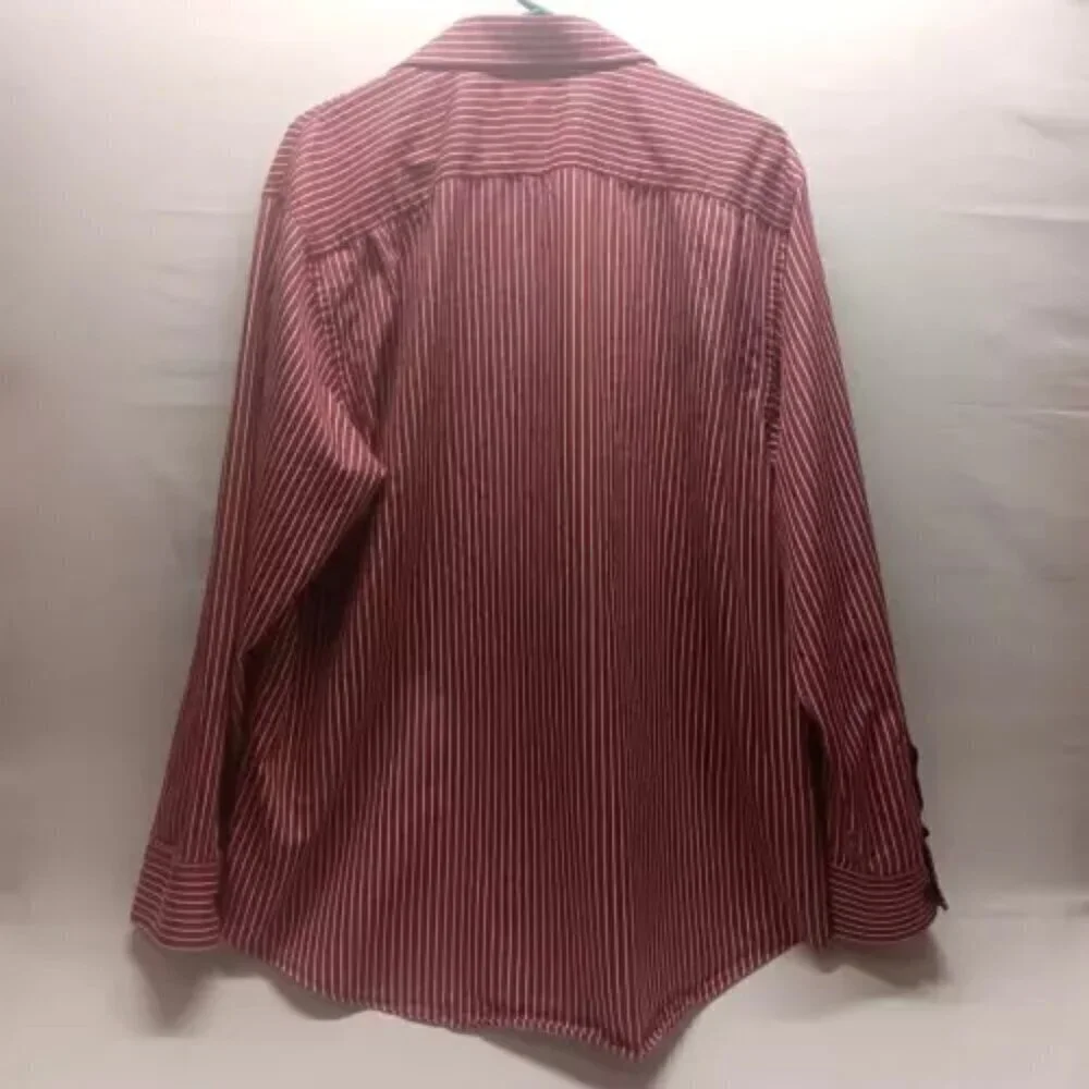 Banana Republic Mens Button‎ Up Shirt Size XL Maroon/White Stripe Cotton EUC